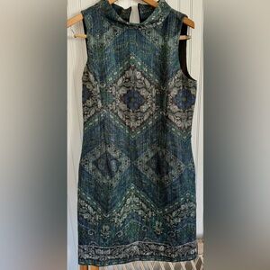 ANTONIO MELANI Formal Blue Green Dress size 8 with metallic thread